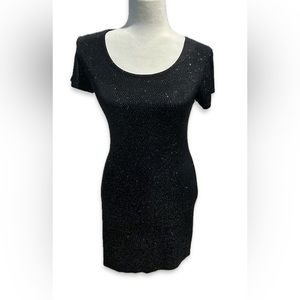 Black Mini rainbow sparkle sexy short sleeve dress